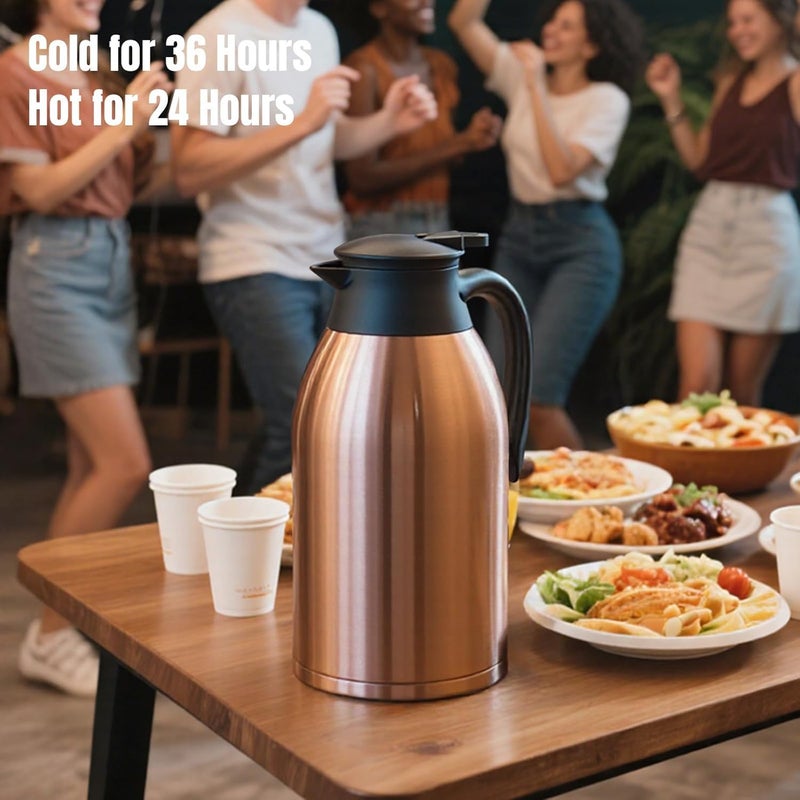 PARACITY 68oz Thermal Coffee Carafe Stainless Steel, Coffee Carafes for Keeping Hot, Double Walled Vacuum Insulated Coffee Urn for Coffee & Tea, Home & Office (Gold Brown) - Image 5